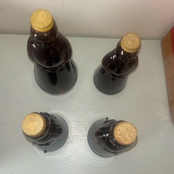 Vintage Mrs.Butter Worths Amber Brown Glass Syrup Bottles Set of 4 - Picture 3 of 3